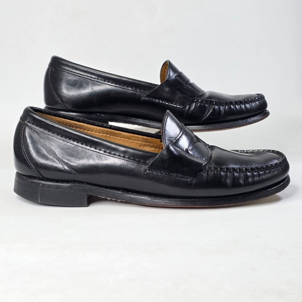 Brooks Brothers Penny Loafers Men's 8 D Black Leather Casual Slip On Dress Shoes